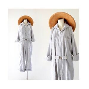 Vintage Micro Striped Coveralls Jumpsuit